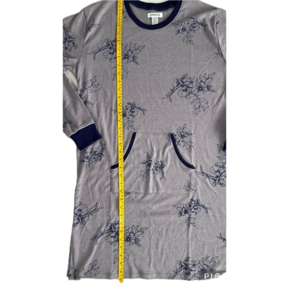 NWT Comfort & Co Purple Floral Sleep Shirt Long Sleeve Ribbed Collar Cuffed M